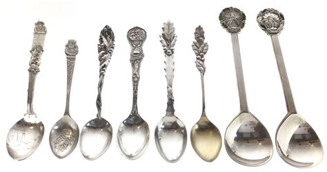 Lot 8 Vintage Sterling Silver Souvenir Spoons