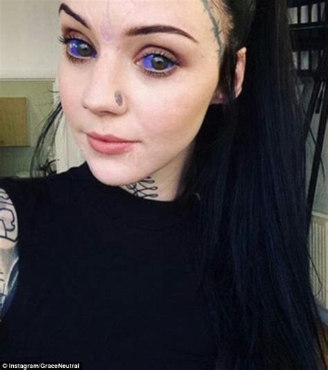 Grace Neutral Has Her Belly Button Cut Off And Blue Ink Injected Into Her Eyeballs Daily Mail