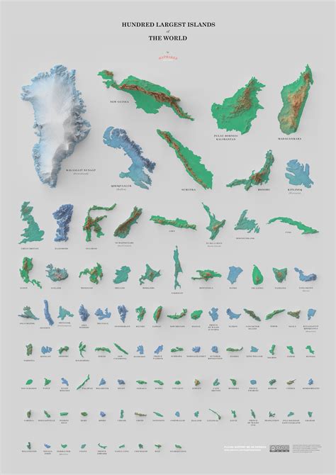 The Worlds 100 Largest Islands Side By Side Vivid Maps