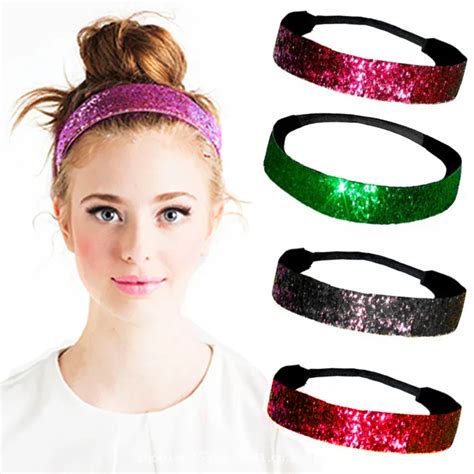 1pc Fashion Glitter Headbands For Women Colorful Sequins Wide Sport