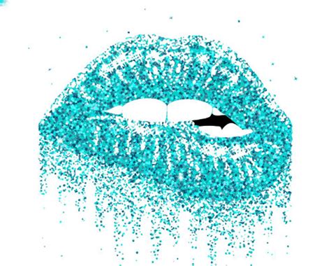 aqua glitter lips lips wall art biting lips art sparkling etsy