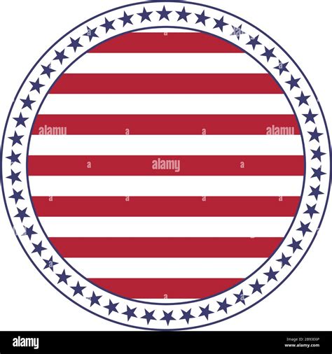 Round Frame American Flag Stylized Usa Round Patriotic Badge With Red