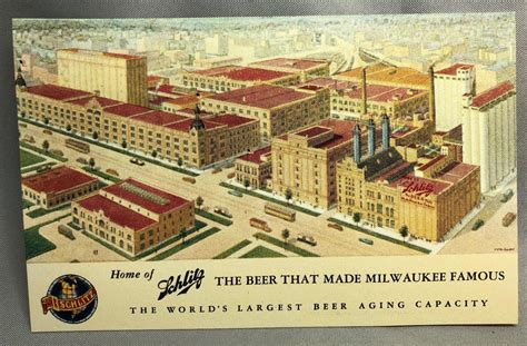 1940s Schlitz Beer Milwaukee Wisconsin Brewery Postcard Vintage
