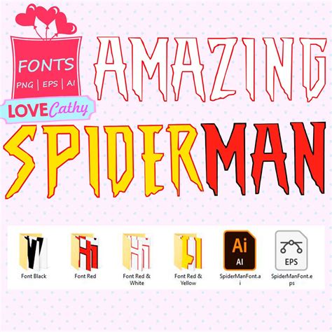 Spiderman Font Digital Font Font Vector PNG Printable | Etsy