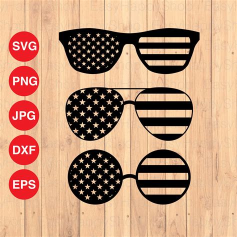 America Sunglasses Svg Set Usa Sunglasses Bundle Flag Etsy