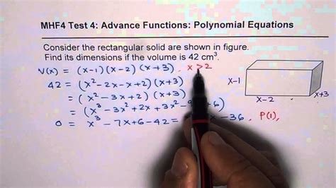 Find Dimension Of Solid Box For Given Volume Polynomial Equations