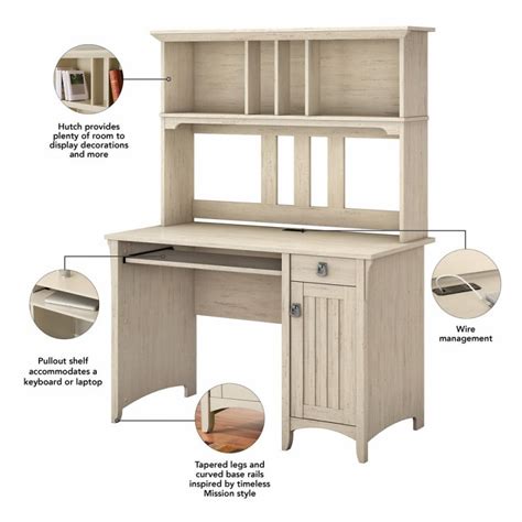Bush Furniture Salinas 48w Computer Desk With Hutch And Mid Back