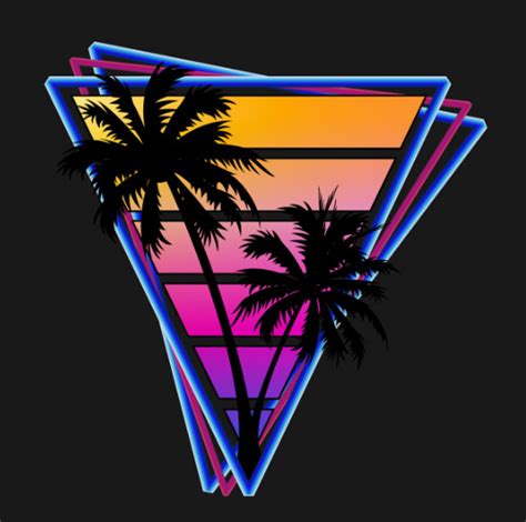 The Outrun Retrowave Style Palm Tree Sunset Fan Art Synthwave Art
