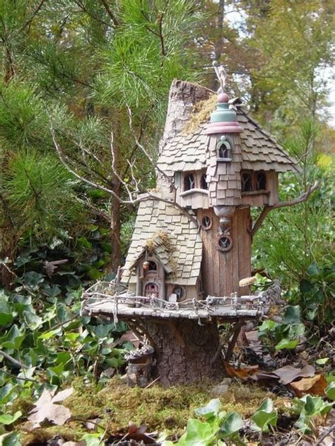 15 Ideas For Decorating Your Garden Fairy Tree Houses Fairy Houses
