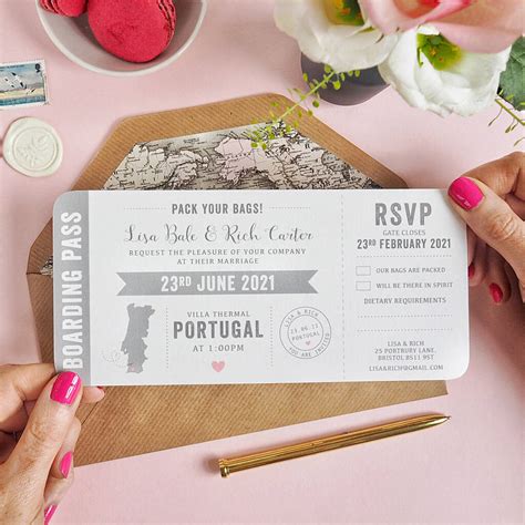 Map Boarding Pass Wedding Invitation By Ditsy Chic