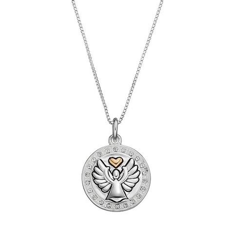 Timeless Sterling Silver Two Tone Crystal Guardian Angel Pendant