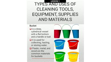 Types And Uses Of Cleaning Tools Equipment Supplies And Materials Tle 7 Youtube