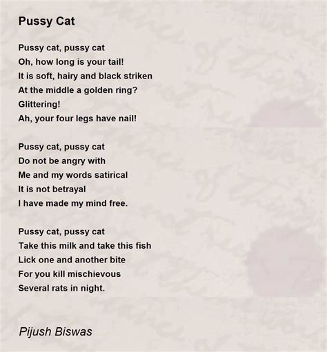 Pussy Cat Pussy Cat Poem By Pijush Biswas