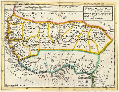 Historic Map Atlas Map Negroland And Guinea 1736