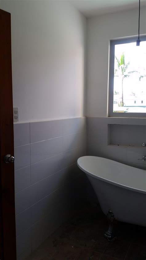 With tile, as long as it is properly applied beadboard provides only partial coverage for the wall: Help! Half tiled bathroom