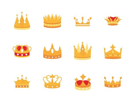 Pack Of Gold Crowns Luxury Icons 1248855 Vector Art At Vecteezy