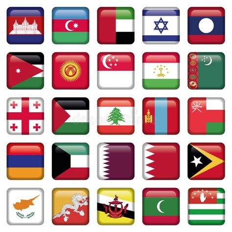 Asia Flags Square Buttons Stock Vector Illustration Of Asia 31107393