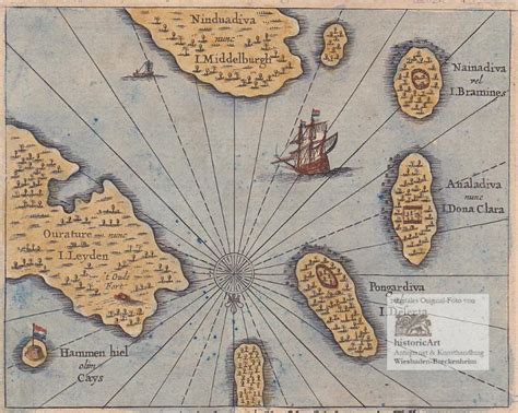Small Islands In The Indian Ocean With Ship And Fortifications Of The