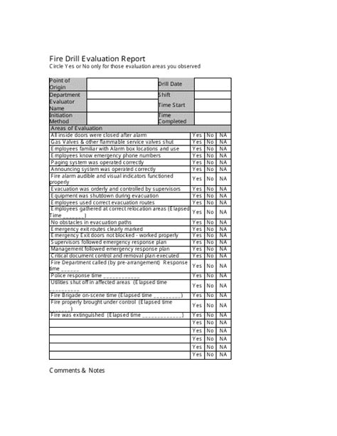 Fire Drill Evaluation Report Template Fill Out Sign Online And