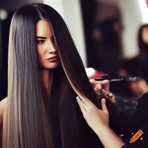 Olivia Munn Getting Her Hair Trimmed Backstage At A Fashion Show On Craiyon