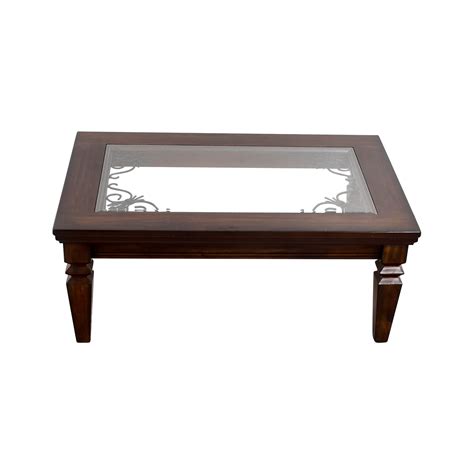 48 oriental coffee table, antique black with scroll legs. 90% OFF - Wood Metal Scroll and Glass Coffee Table / Tables