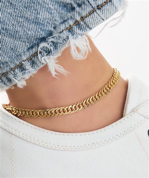 18k Gold Filled Everyday Wear Tight Cuban Link Chain Anklet Etsy