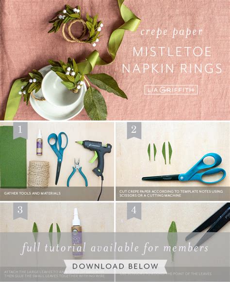 Lia Griffith Crepe Paper Mistletoe Napkin Rings