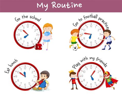Free Vector Different Routines On Poster With Kids And Activities
