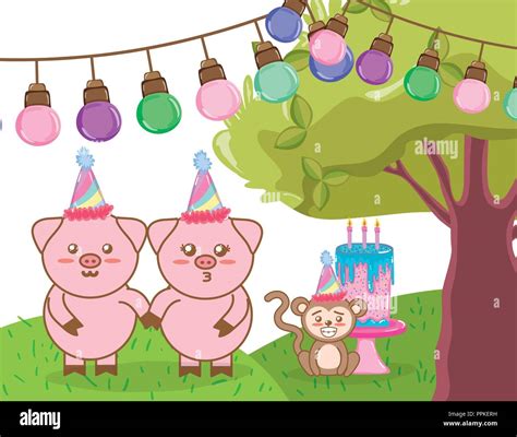 Happy Birthday Animals Party Stock Vector Image And Art Alamy
