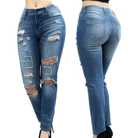 China Factory Oem Women′s Fashion Stretch Skinny Denim Ripped Jeans China Women Ripped Jeans