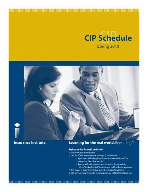 Cip Schedule Insurance Institute Of Canada