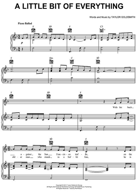 a little bit of everything sheet music by dawes for piano vocal chords sheet music now