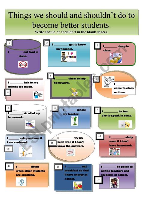 Should And Shouldn´t Esl Worksheet By Jessica8