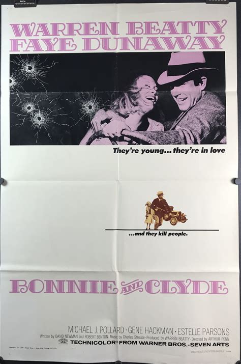 BONNIE AND CLYDE Original Warren Beatty And Faye Dunaway Movie Poster