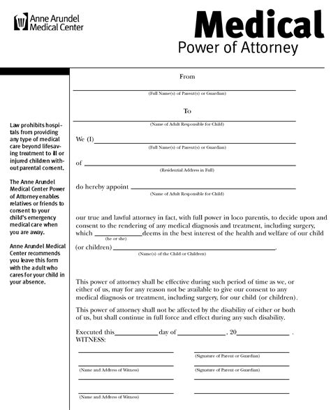 Texas Medical Power Of Attorney Printable Form Printable Forms Free
