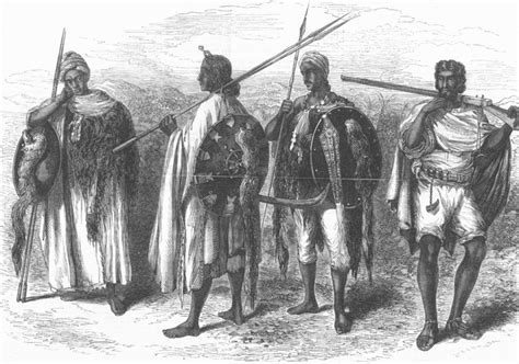 Ethiopia Abyssinian Warriors Antique Print 1867