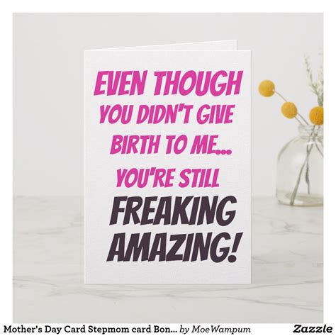 Mothers Day Card Stepmom Card Bonus Mom Card Mom Cards Mothers Day Greeting