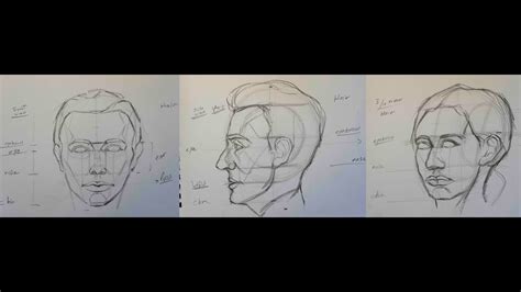 How To Draw Face Front Side And Three Quarter View Youtube