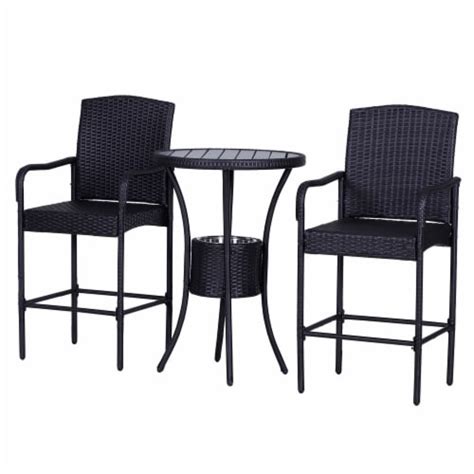 3pc Rattan Wicker Bistro Set Patio Bar Table Chair Stool Garden 1 Unit