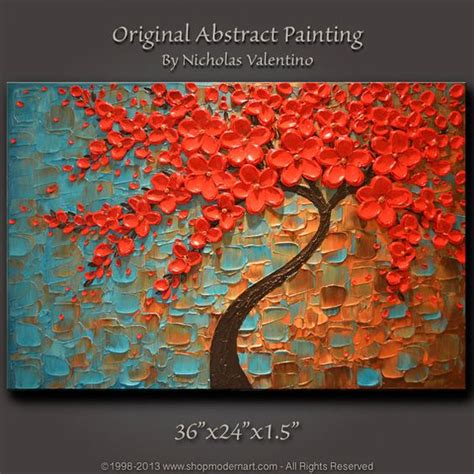Large 36x24x15 Original Blossom Tree Painting Palette Knife Impasto