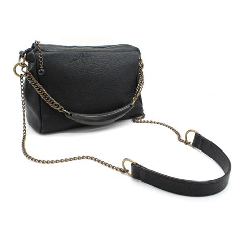 Laura B Bauletto Leather Leather And Mesh Bag Black Strap Bag