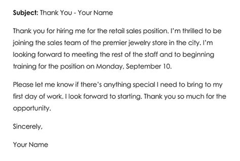 Job Offer Thank You Letter Format Samples And Examples