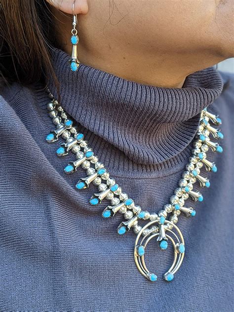 Amazon Com Vintage Navajo Squash Blossom Necklace Earrings Set