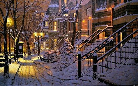 By Richard Savoie Montreal Art Stree Snow Winter Light Hd