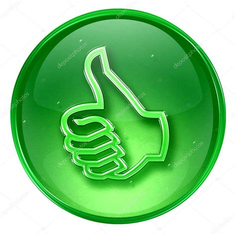 Thumb Up Icon Green Approval Hand Gesture Isolated On White B ⬇ Stock