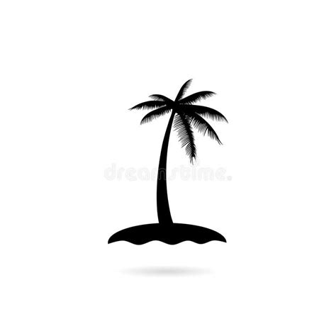 Island With Palm Trees And Sun Icon Isolated On White Background Stock