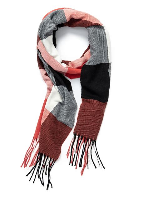 Unisex Plaid Knit Scarfs Cashmere Feel Ultra Soft Classic Scarf For