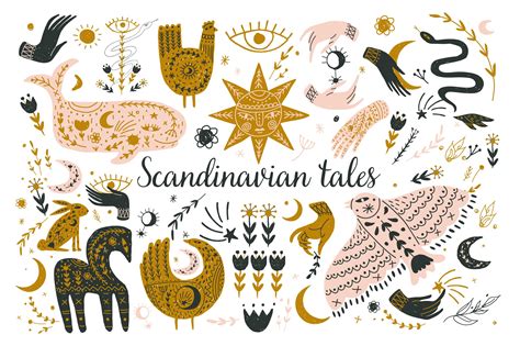 Scandinavian Nordic Folk Art Animal Illustrations Creative Market