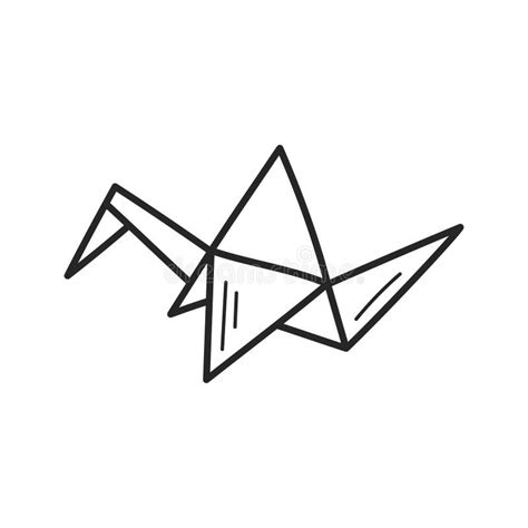 Origami Paper Crane In Doodle Style The Outline Of The Icon Drawn By