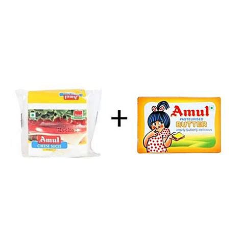 Buy Amul Butter Pasteurized 100 Gm Carton Cheese Slices 200 Gm
